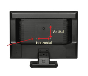 Die Abstände der Gewindeschraublöcher zueinander geben die VESA-Norm aus. Dabei wird in Millimetern gemessen. Abstände von z. B. 100x100 ergeben Abstände von 100mm vertikal und horizontal.